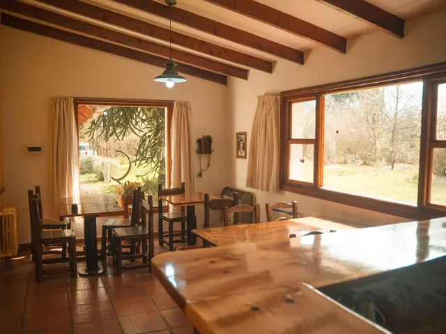 Dining room at Huala Hosteria in El Bolsón